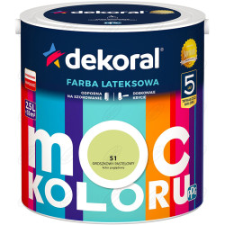 LATEKSOWA FARBA MOC KOLORU GROSZKOWY PASTELOWY 2,5 L DEKORAL