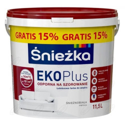 FARBA LATEKSOWA ŚNIEŻKA EKO PLUS ODPORNA NA SZOROWANIE ŚNIEŻNOBIAŁA 10L + 15% GRATIS /11,5 L/