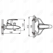 Bateria wannowa jednouchwytowa ścienna Ferro Metalia chrom