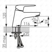 Bateria umywalkowa stojąca Ferro Dijon chrom