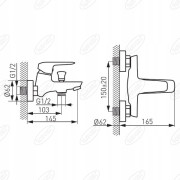 Bateria wannowa jednouchwytowa ścienna Ferro Dijon chrom