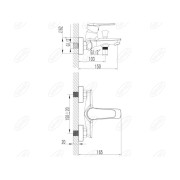 Bateria wannowa jednouchwytowa ścienna Ferro Dijon chrom