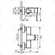 Bateria prysznicowa Ferro Veneto VerdeLine chrom