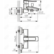 Bateria wannowa jednouchwytowa ścienna Ferro Veneto chrom