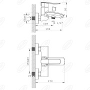Bateria wannowa jednouchwytowa ścienna Ferro Veneto chrom