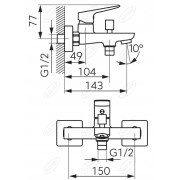 Bateria wannowa jednouchwytowa ścienna Ferro VITTO VERDELINE chrom