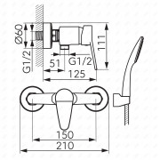Bateria prysznicowa Ferro Isso chrom