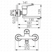 Bateria umywalkowa ścienna Ferro ISSO chrom
