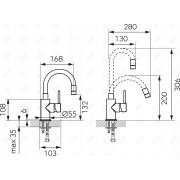 Bateria umywalkowa stojąca Ferro FIESTA czarny