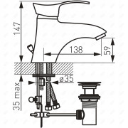 Bateria umywalkowa stojąca Ferro Padwa chrom