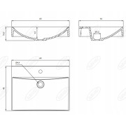 Umywalka Nablatowa prostokątna Omnires Naxos 60 cm biały