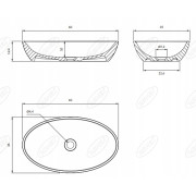 OMNIRES SIENA Umywalka nablatowa owalna 60x35 biała/szary połysk