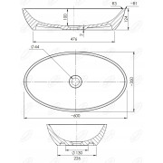 OMNIRES SIENA Umywalka nablatowa owalna 60x35 biała/szary połysk