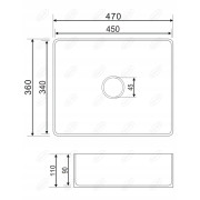 Umywalka Nablatowa prostokątna Omnires Pasadena 47 cm biały