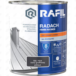 Rafil RADACH farba na dach 2w1 szary grafitowy półmat RAL7024 0,75L